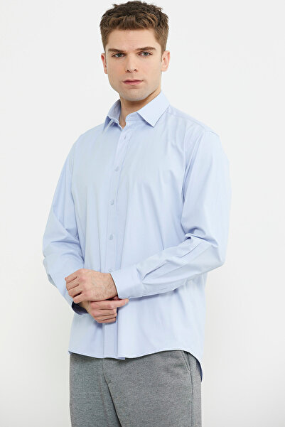 Sementa Синя бавовняна класична сорочка з довгими рукавами