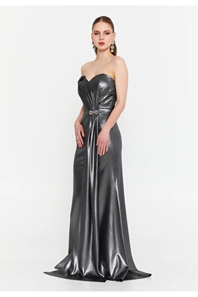 MAXXE 6049SIV SIVAMA SATEN ELBİSE