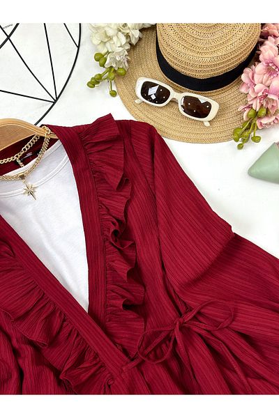 YEDİLALE Frilled Side Tie Loose Tunic [Excluding Inner Wear]