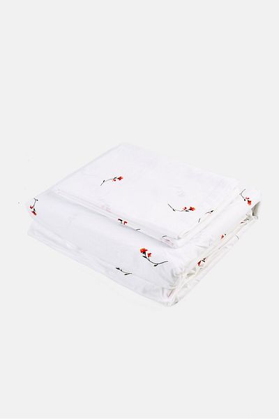 Catherine Malandrino Queen Floral Pattern Fitted Bedsheets Set 160 x 200 cm, White