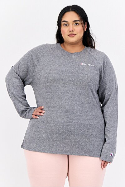 Champion تي شيرت نسائي رياضي بأكمام طويلة للأنشطة الخارجية، رمادي