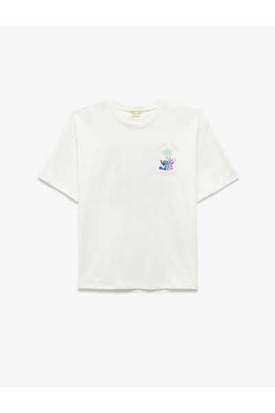 Koton Stitch Licensed Short Sleeve Crew Neck Back Printed Cotton Oversize T-Shirt