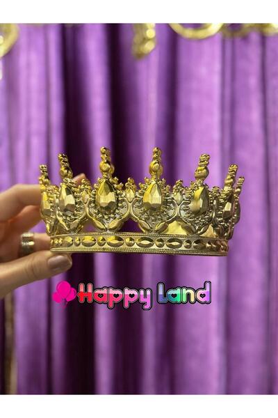 Happyland Gold Pasta Tacı Tamtur Gold Renk 12x12 Cm Doğum Günü Taçı Pasta Süs...