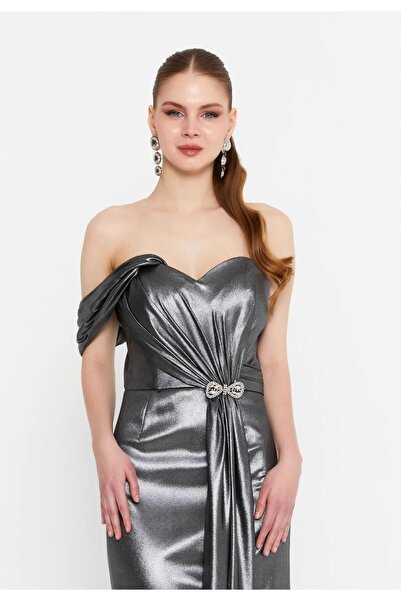 MAXXE 6049SIV SIVAMA SATEN ELBİSE