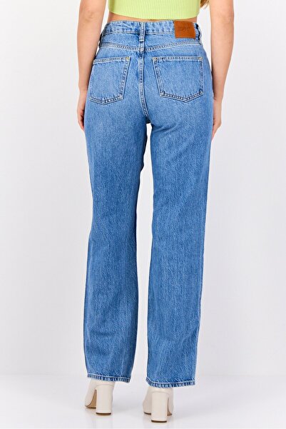 Esprit Women Straight Fit Washed Non-Stretchable Retro Jeans, Light Blue