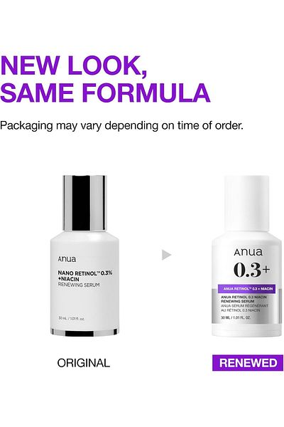 ANUA Retinol 0.3 Niacin Renewing Serum, For Anti-Aging with Hydration, Textured & Glass Skin, 5% NCM