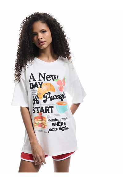 Koton Short Sleeve Crew Neck Cotton Fruit Printed T-Shirt