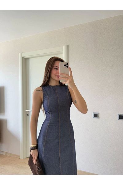 MODAVERA Jeans Jeans Long Dress - Navy Blue