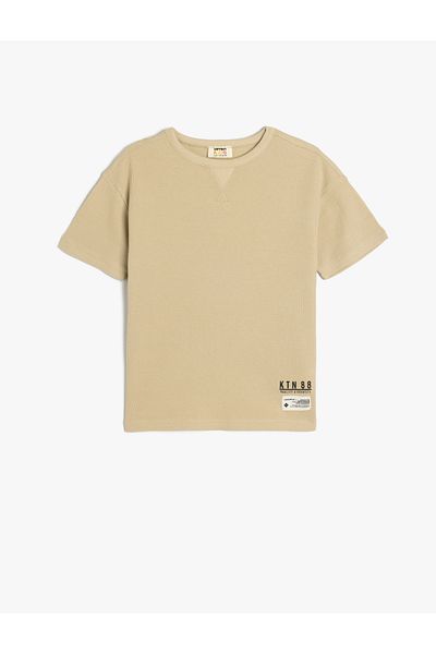 Koton Crew Neck Textured Cotton Short Sleeve T-Shirt