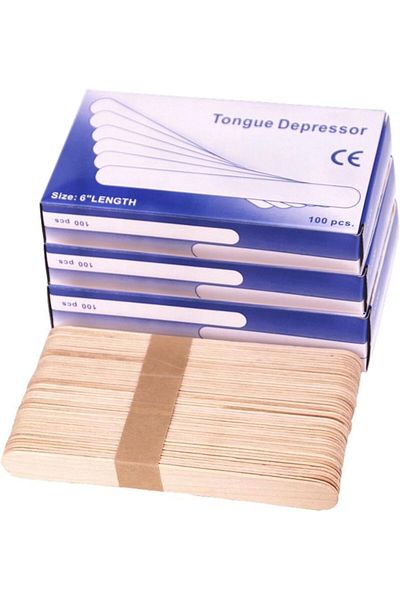 LA PERLA TECH 400 Pieces Wooden Tongue Depressor Waxing Spatula Disposable Wooden