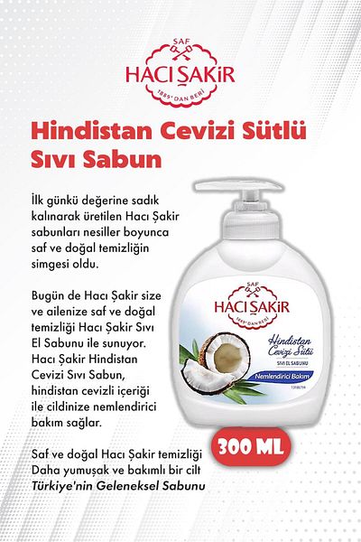Hacı Şakir Coconut Milk Liquid Hand Soap 2 Pcs and Rosie