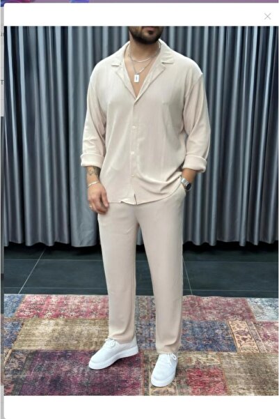 Derays Burgundy Long Sleeve Shirt / Pants Breathable Fabric Oversized Comfortable Fit Men's Double Set