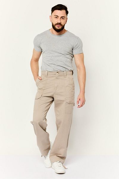 Esprit Men Relaxed Fit Plain Cargo Pants, Light Grey
