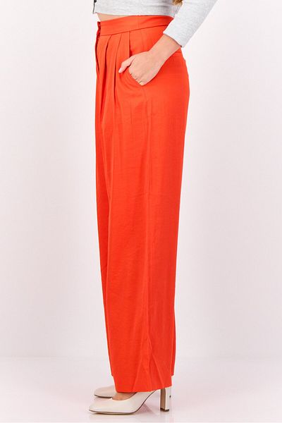 Esprit Women Regular Fit Plain Wide Leg Pants, Orange