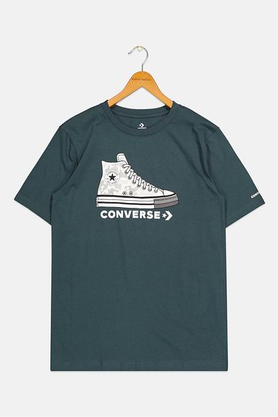 converse Kids Boy Sportswear Short Sleeve Outdoor T-Shirt, Dark Green