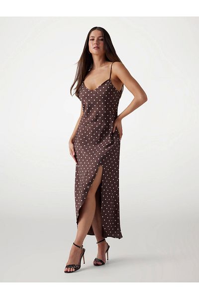 Guess Sl Cemona Slip Dress Γυναικείο Καφέ Φόρεμα W5pk2ewı380-fnıl