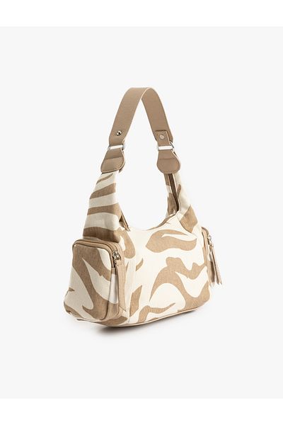 Koton Zippered Leopard Patterned Shoulder Bag with Pocket Detail