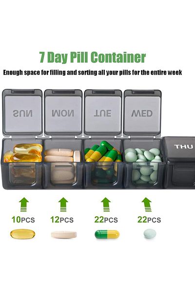 COOYA Weekly Pill Organizer, Large Daily Pill Case with Compartments