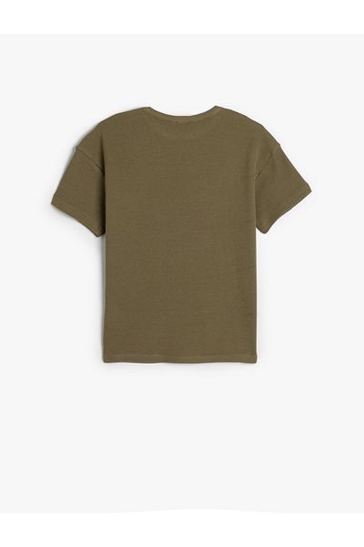 Koton Crew Neck Textured Cotton Short Sleeve T-Shirt