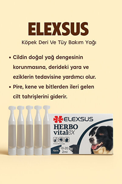 Elexsus Köpekler Için Ense Damlası- Bitkisel Formül Ile Pire Ve Kene Koruması, Tüy Ve Deri Bakımı