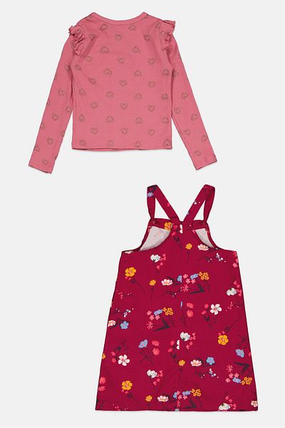 NANETTE LEPORE Kids Girl 2 Piece Floral Dress And Long Sleeves Top, Multicolor