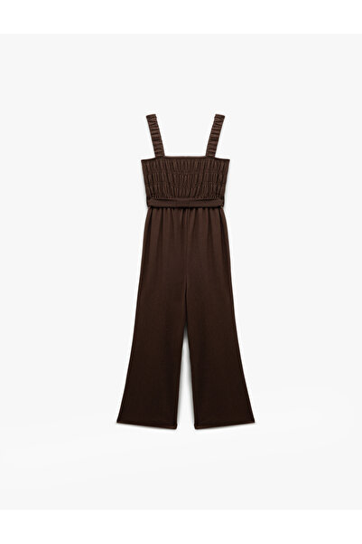 Koton Gipeli Kare Yaka Kolsuz Beli Kuşaklı Geniş Paça Tulum Bürümcük