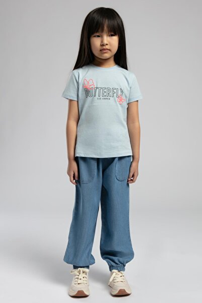 Lee Cooper Fly Girl's 100% Cotton T-Shirt Light Blue