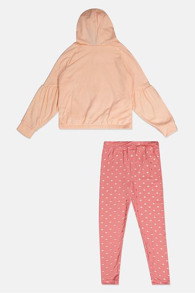 Body Glove Kids Girl 2 Pcs Printed Sweatshirt And Pant Set, Pink