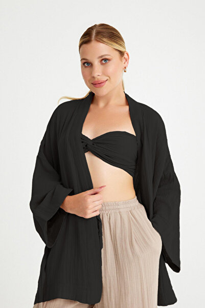 YAKAMEL Дамски текстуриран летен плаж с колан кимоно, бързосъхнещ