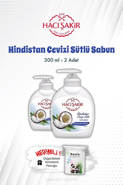 Hacı Şakir Coconut Milk Liquid Hand Soap 2 Pcs and Rosie