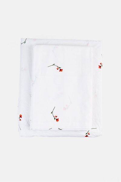 Catherine Malandrino Queen Floral Pattern Fitted Bedsheets Set 160 x 200 cm, White