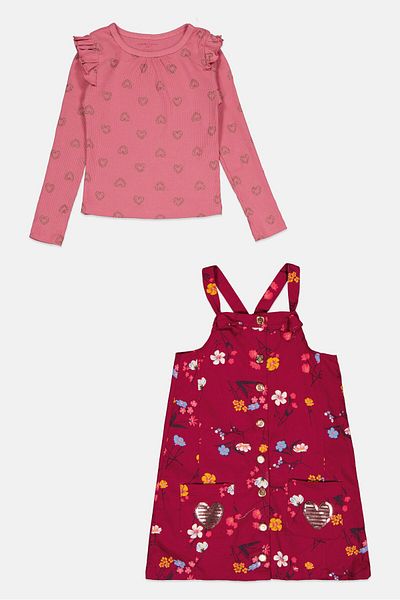 NANETTE LEPORE Kids Girl 2 Piece Floral Dress And Long Sleeves Top, Multicolor