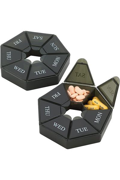 COOYA Weekly Pill Organizer, Pocket Portable Travel, 7 Sided with Compartments