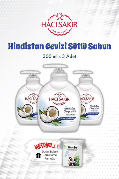 Hacı Şakir Coconut Liquid Hand Soap 300 ml & Rosie