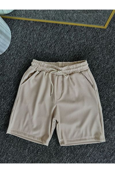 Altamira Men's Beige Patched Ottoman Shorts