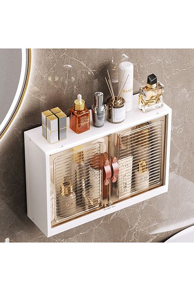 Old_Feller White wall-mounted cabinet with doors for bathroom/kitchen. Over-toilet storage, includes tools