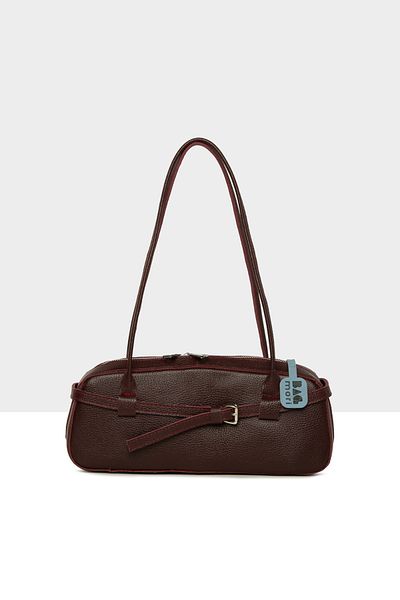Bagmori Claret Red Women's Real Leather Belted Thin Strap Bag m 000008606