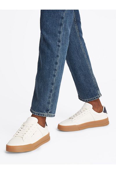Tommy Hilfiger Tommy Hilfiger Men Ecru Court Mix Leather Sneakers