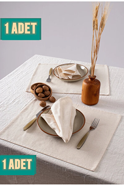 ÇIQRIK HOME Natural Vintage Keten Amerikan Servis/supla (RENK:BEJ)