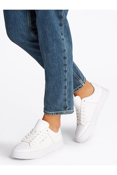 Tommy Hilfiger Tommy Hilfiger Men White Court Mix Leather Sneakers