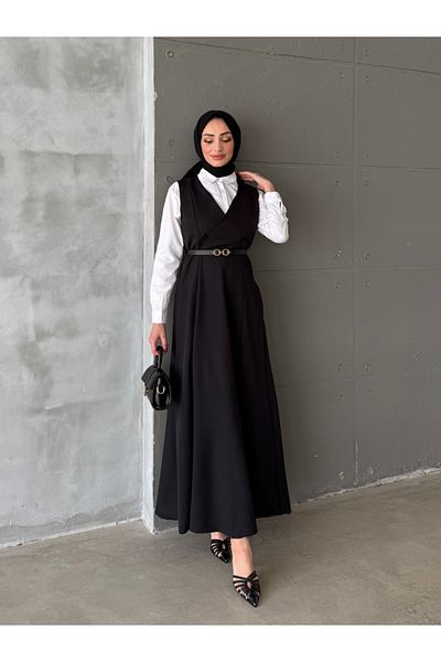 ENSA TESETTUR Μαύρο Gilet με ζώνη Hira