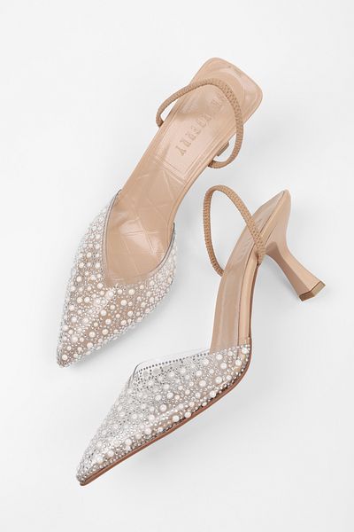 Shoeberry Pearly Nude Color Women's Transparent Stiletto