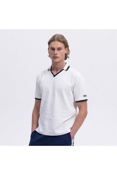 Ellesse Em491-Of Polo Collar Men's T-Shirt - Off White