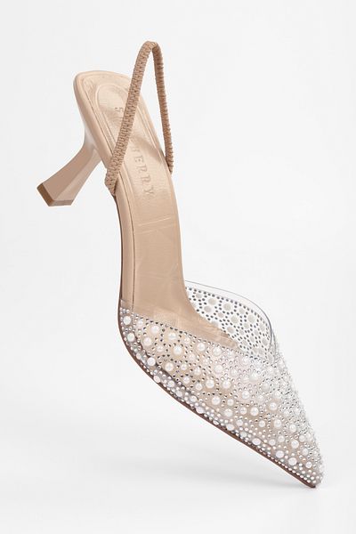 Shoeberry Pearly Nude Color Women's Transparent Stiletto