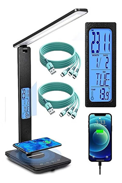 COOYA Wireless Charging LED Desk Lamp With Smart Display White/Warm White/Yellow 36cm