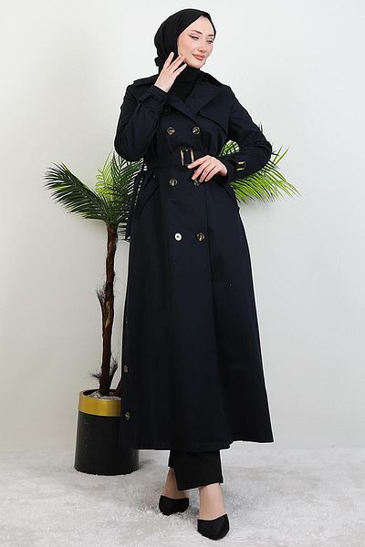 GİYZAMİLA Μπλε Navy Pera Trench Coat