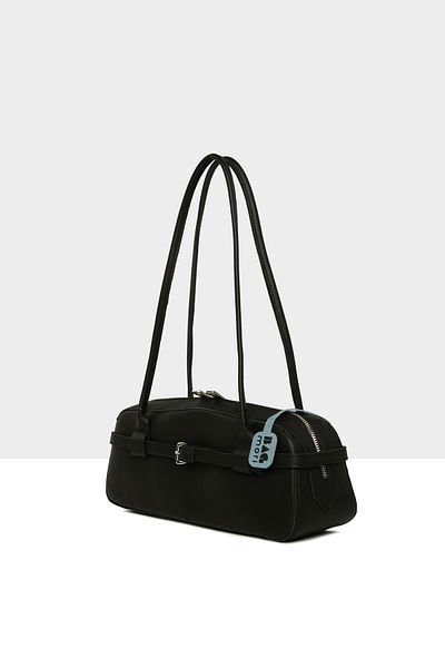 Bagmori Black Women's Real Leather Belted Thin Strap Bag m 000008606
