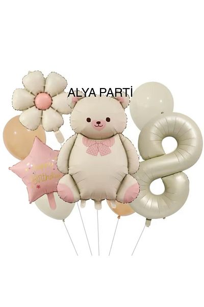 ALYA Σετ γενεθλίων PARTY Ρίγες Φυσαλίδων Μπαλόνι Παιδιών και Αρκουδάκι Φυσαλίδων Μπαλόνι