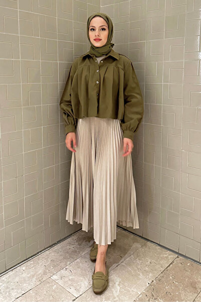 astap Satin Pleated Leather Look Skirt