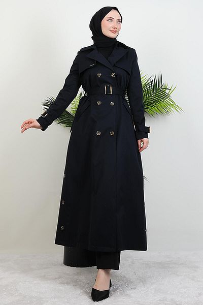 GİYZAMİLA Μπλε Navy Pera Trench Coat